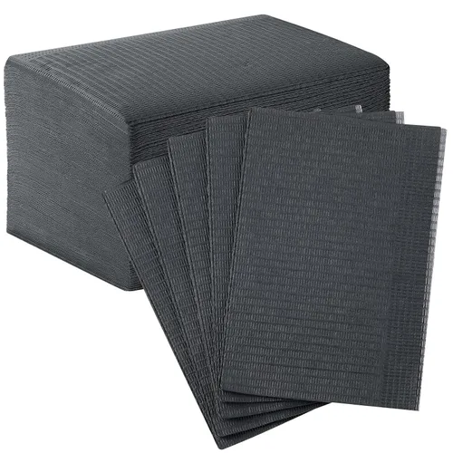 Vista 7 de JMU Baberos dentales negros, baberos dentales desechables de 3 capas, baberos para tatuajes impermeables para clínica dental, tienda de tatuajes