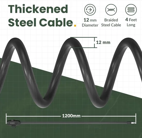 Vista 3 de Titanker Candado de bicicleta, cable de candado de bicicleta enrollado de 1/2 pulgada de grosor, candado seguro para bicicleta con llaves, candado