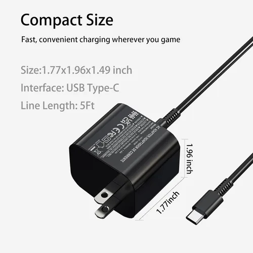 Vista 7 de 60w Charger for Nintendo Switch 2 Charger 20V 3A Power AC Adapter Fast Charging with 5FT USB C Cord Cable for Switch, Lite, OLED, Steam Deck