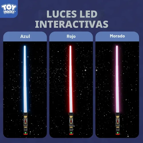 Vista 2 de TOY Life Paquete de 2 espadas de luz de sable oscuro para niños, espada iluminada LED, inquisidor, espadas iluminadas para niños, sable de luz