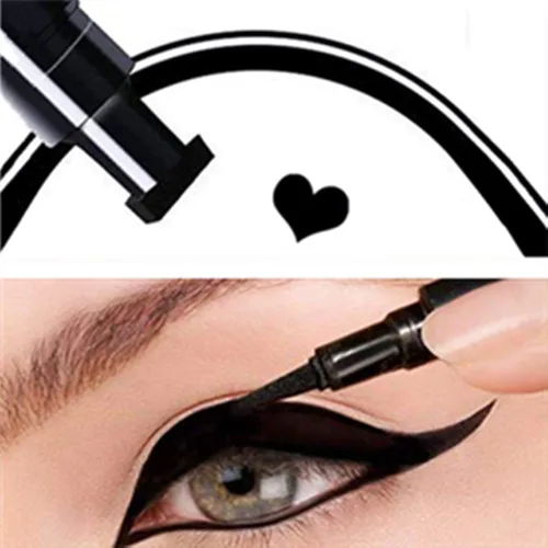 Vista 2 de Sello de delineador líquido negro Go Ho, sello de maquillaje en forma de corazón, regalos en forma de corazón, lápiz delineador impermeable de doble