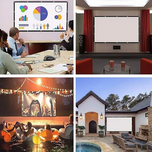 Vista 8 de Kisangel Foldable Portable Projector Screen for Indoor Office Use Lightweight Polyester Movie Projection Screen for Home Theater and Outdoor