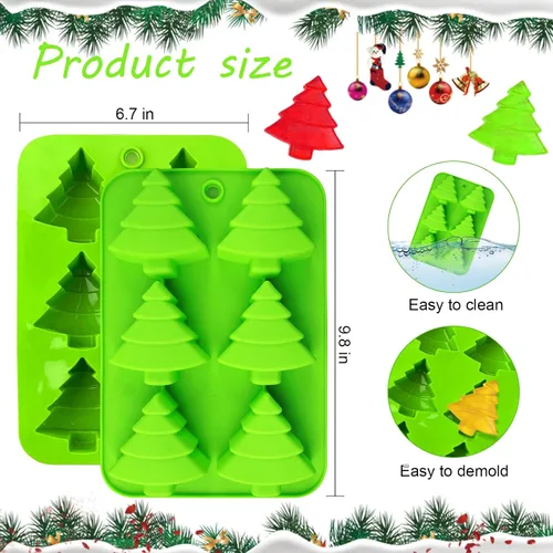 Vista 6 de Molde de silicona para árbol de Navidad, 2 moldes para pastel