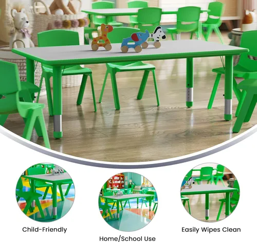 Vista 5 de Flash Furniture Mesa de actividades de plástico para niños de 47.25 x 23.6 Verde