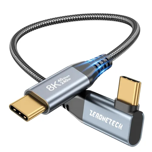 Vista 18 de ZeroneTeck Cable USB C de 40Gbps para Thunderbolt 4 de 0.5 pies, 6 pulgadas, transferencia de datos de 40Gbps, [8K@60Hz/Dual 4K@60Hz] Cable corto