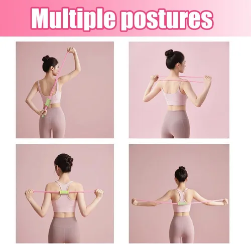 Vista 5 de Figura 8 bandas de resistencia de fitness con asas, banda de resistencia de yoga, banda elástica de fitness, expansor de pecho, para estiramiento