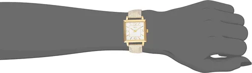 Vista 2 de Timex T2P379 Elevated Classics Reloj cuadrado dorado con correa de cuero metálico para mujer, Tono dorado, Classic
