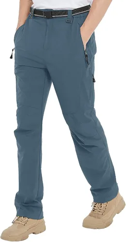 Vista 7 de TBMPOY Pantalones de senderismo y montaña, ligeros, impermeables, con cinturón, secado rápido, para hombres