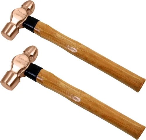 Vista 23 de WEDO Martillo de bola de cobre de 24 oz (1-1/2 libras), martillo de bola con mango de madera, longitud 325 mm (13"), forjado a presión, resistente a
