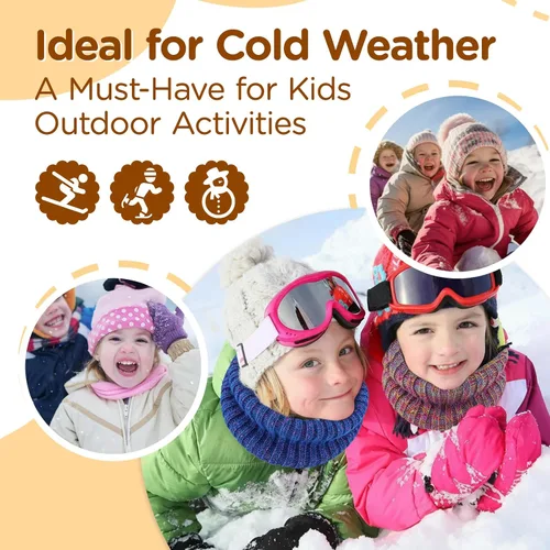 Vista 7 de Wandx Polaina de forro polar para niños y niñas, para invierno, para clima frío, cubierta facial de punto de rayas anchas para niños y niñas