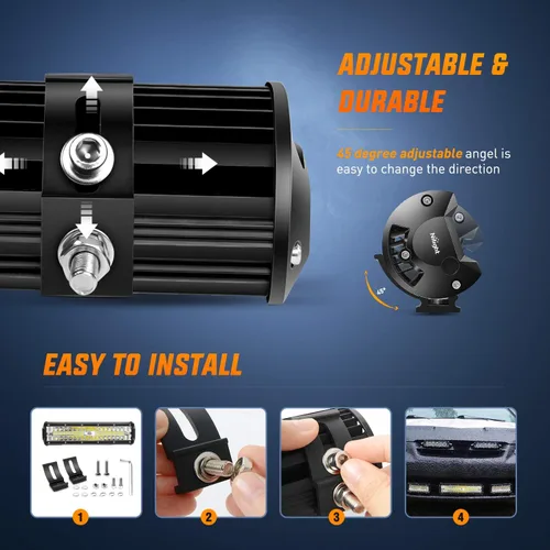 Vista 6 de Nilight ZH411-A 12” 12” 300 W, 300 W, triple fila de inundación Spot Combo 30000LM Led Off Road luces para camiones con juego de arnés de cableado