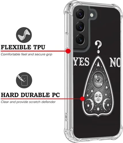 Vista 2 de Funda transparente compatible con Samsung Galaxy S23+ / S23 Plus, carcasa transparente y transparente para parachoques - Ouija Sí No
