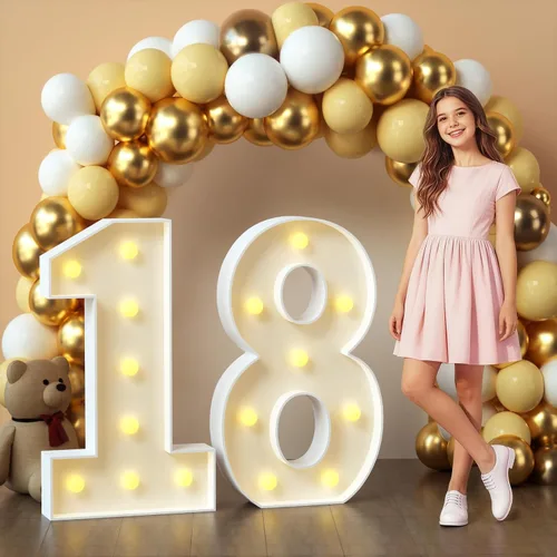 Vista 17 de imprsv Letras con luz para marquesina, letras de mosaico de 3 pies de alto con luz para decoración de baby shower, graduación, grandes