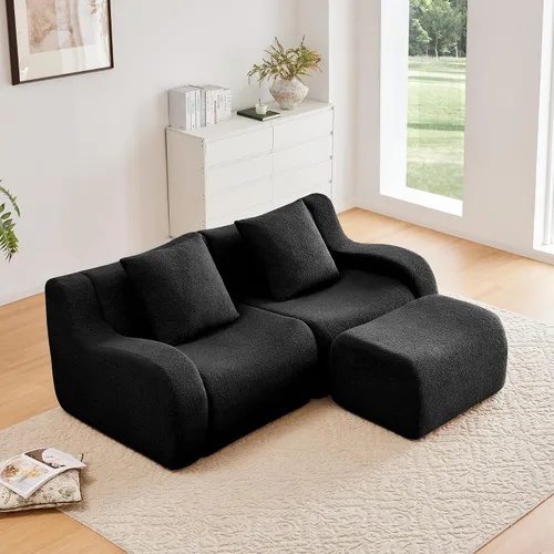 Vista 16 de Boneless Cloud - Sofá modular modular de 82.7 pulgadas, cómodo sofá biplaza de tela de peluche, sofás seccionales de asiento profundo para sala