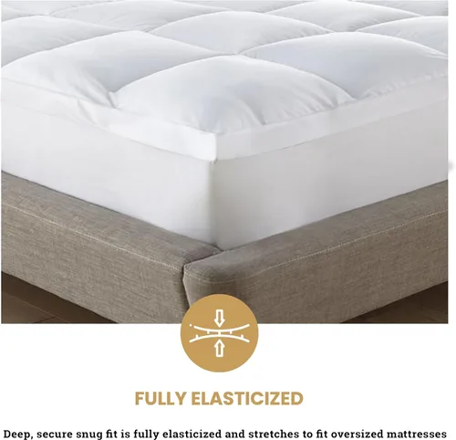Vista 5 de Superior Cubrecolchón, alternativa al plumón, almohada de cama de 2 pulgadas de profundidad, almohadilla cómoda, protector de colchón esponjoso