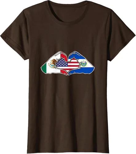 Vista 21 de Corazón manos México, El Salvador y Estados Unidos. Camiseta, Negro