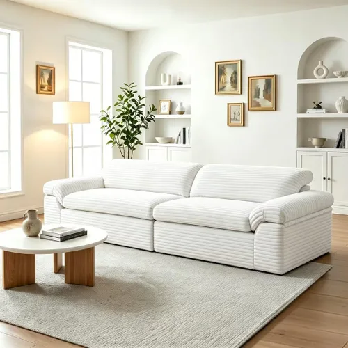 Vista 25 de Vesgantti 106" Boneless Couch with Chaise, U Shaped Deep Seat Comfy Cloud Modular Sofa Chenille Memory Foam Sectional Couches for Living Room