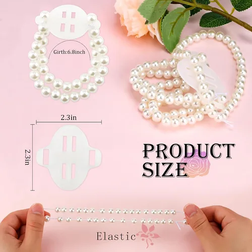 Vista 2 de Pulsera de perlas con ramillete de muñeca elástica para muñeca, pulsera elástica de perlas para boda, ramillete de perlas de imitación, Seda