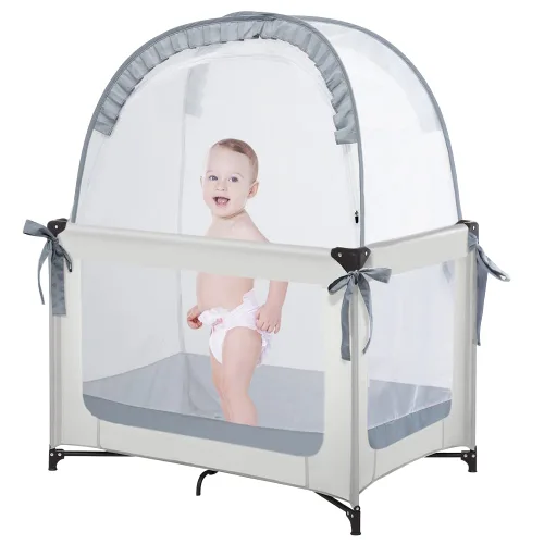 Vista 10 de L RUNNZER Tienda para Pack N Play, Tienda para Cuna de Bebé para Evitar que el Bebé se Escape Trepando, Red Emergente para Cunas para Pack and Play