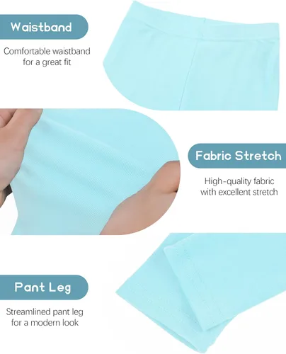 Vista 2 de Resinta Paquete de 6 leggings de algodón para niñas, con cintura elástica, elásticos, de longitud completa, suaves, sin pies