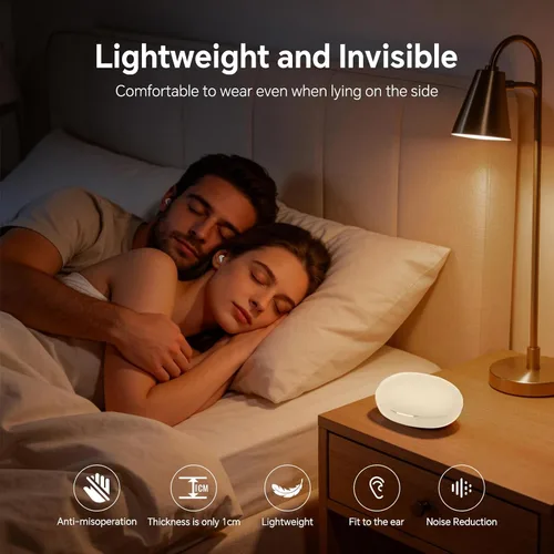 Vista 2 de Auriculares planos para dormir de lado, Bluetooth Mini invisible para dormir de lado, pequeños, inalámbricos, cómodos, para orejas pequeñas Negro