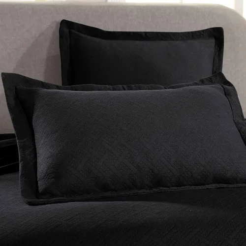 Vista 4 de Superior Colcha de Tejido de Cesta 100% Algodón con Fundas, Ropa de Cama Jacquard Matelassé de Algodón Premium para Todas las Estaciones, Cesta Negro