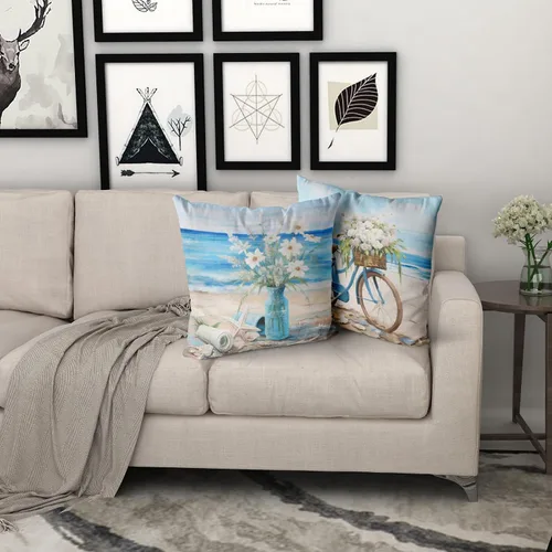 Vista 251 de Giwawa Juego de 2 fundas de almohada decorativas con diseño floral de girasol de 16 x 16 pulgadas, fundas de cojín decorativas para el hogar, sofá