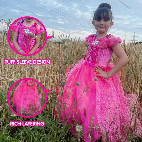 Vista 4 de Vestidos de princesa rosa iluminados para niñas, disfraces de Halloween, niñas y adolescentes