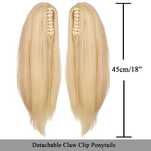 Vista 6 de ColorGround Peluca rubia con 2 lazos para Halloween y cosplay colas de caballo desmontables