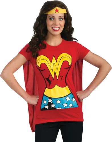Vista 2 de Rubies DC Comics Wonder - Camiseta para mujer con capa y diadema
