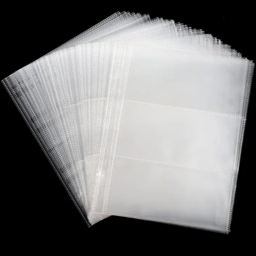 Vista 8 de 20 hojas de páginas de moneda para colección de papel moneda, 3 bolsillos, fundas para monedas/soporte para monedas, páginas de álbum para billetes