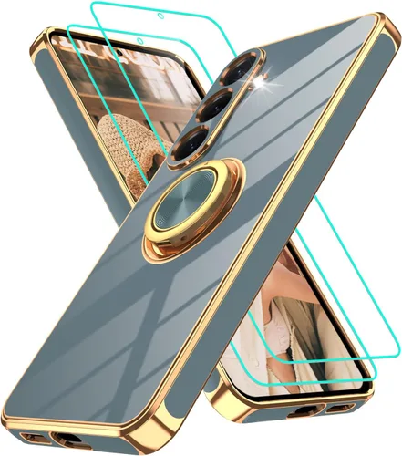 Vista 206 de Funda para Motorola Moto G 5G 2024: Funda Moto G Play 5G 2024 con 2 piezas de protectores de pantalla, soporte de anillo de rotación de 360°