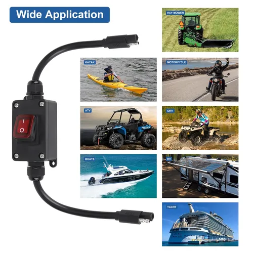 Vista 7 de Interruptor de alimentación en línea de 12 V, conector SAE impermeable briidea IP65 con indicador LED retroiluminado, cable de 14 AWG, ideal