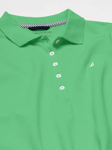 Vista 4 de Camiseta de polo Nautica para mujer, de manga corta, 5 botones, transpirable, 100% algodón