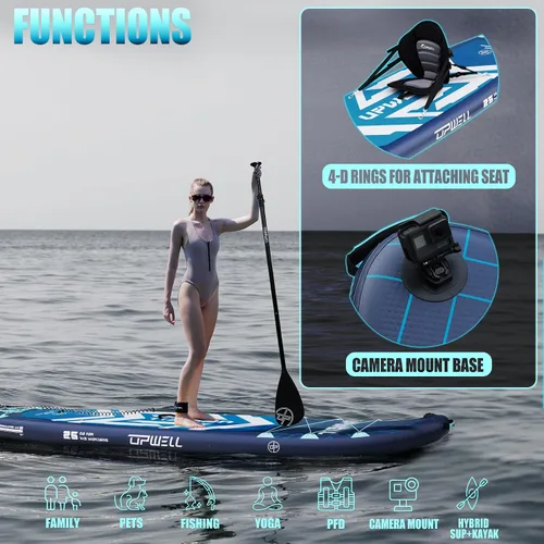 Vista 5 de UPWELL 11'6"×35" Extra Wide Inflatable Paddle Board, Stand Up Paddle Board for Youth & Adults, Stable Design, Premium SUP Accessories, 120L