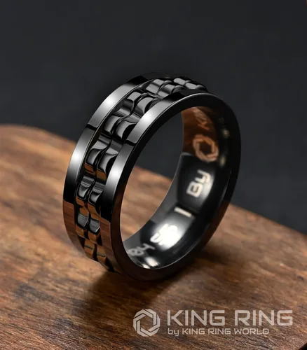 Vista 2 de King Ring Anillos giratorios de engranajes de 0.315 pulgadas Anillos para ansiedad ultra pulidos para hombres y mujeres Diseñado en Estados Unidos