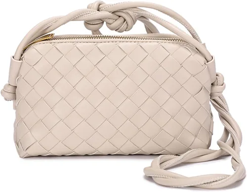 Vista 9 de Woven Crossbody Bag For Women Vegan Leather Purses Handwoven Shoulder Bag Zip Closure