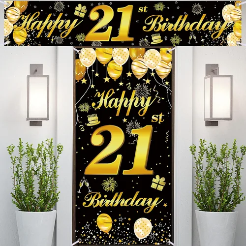 Vista 17 de Cartel para puerta de cumpleaños número 15, decoraciones de cumpleaños para hombres, decoración de fiesta de cumpleaños, telón de fondo de cumpleaños