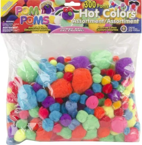 Vista 3 de Pepperell Pompones variados, 300 por paquete Colores de animales