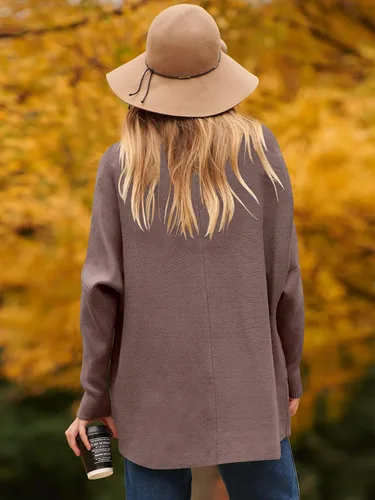 Vista 7 de Caracilia - Suéter de manga larga con cuello de tortuga para mujer, con dobladillo irregular, estilo informal, suéter de punto