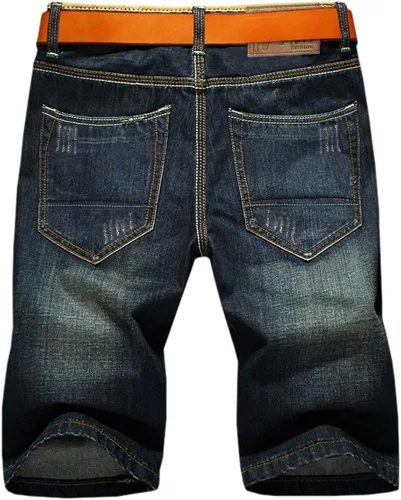 Vista 2 de LATUD - Pantalones cortos de mezclilla informales para hombre, no incluye cinturón