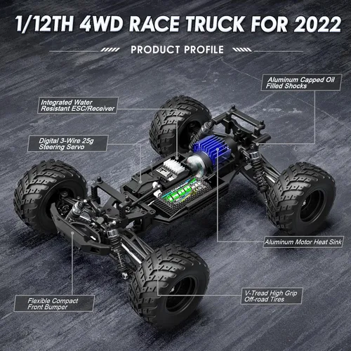 Vista 2 de HAIBOXING Autos RC a escala 1:12 903 Camión Monstruo RC, velocidad de 23.6 mph, Autos RC de hobby rápidos para niños y adultos, juguetes de regalo