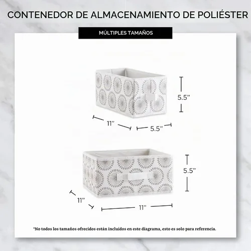 Vista 7 de DII Contenedor de almacenamiento de poliéster no tejido, 11 x 11 x 5.5 pulgadas, gris Starburst, 2 piezas