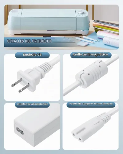 Vista 2 de Cable de alimentación de repuesto de 18 V para máquina de corte Cricut Maker y Cricut Explore Air 2, mini Cake Explore One Create Cricut Maker