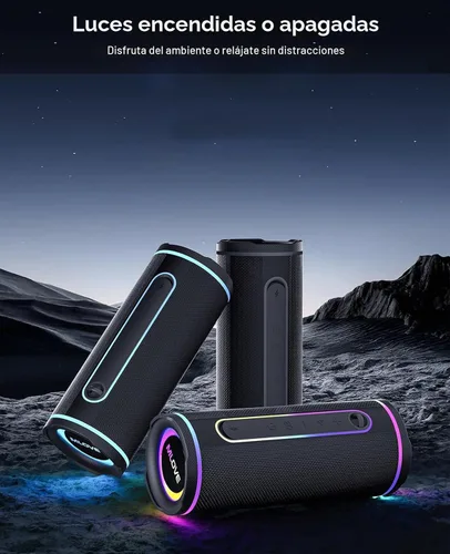 Vista 6 de MLOVE Altavoces E80 Bluetooth inalámbricos, altavoz Bluetooth portátil con entrada auxiliar, ranura para tarjeta micro SD, Bass Up, TWS, luces RGB