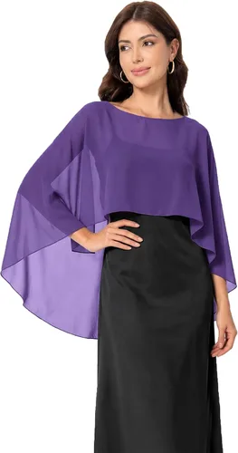 Vista 22 de Baoqiya Women's Shawls and Wraps for Evening Dresses Chiffon Cape verde ( Bean Green )