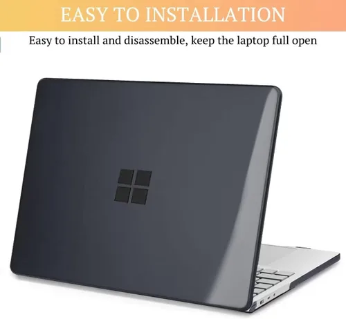 Vista 3 de CISSOOK Crystal Black - Funda para laptop Microsoft Surface de 12.4 pulgadas, carcasa rígida de plástico negra con cubierta de teclado para laptop