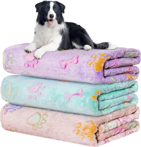 Vista 45 de Rezutan 1 paquete de 3 mantas para perros grandes, 41x31 pulgadas para mantas suaves y mullidas para mascotas y gatos de tamaño mediano, reversibles