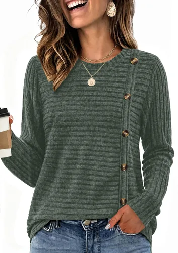 Vista 3 de WIHOLL Suéteres de otoño para mujer, trajes de profesor, camisas de manga Verde