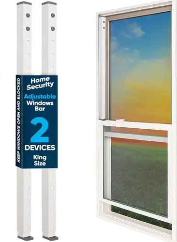 Vista 10 de Barra de ventana ajustable de seguridad para el hogar y cerradura de puerta corredera - 2 barras regulares High Impact Window Locks Window